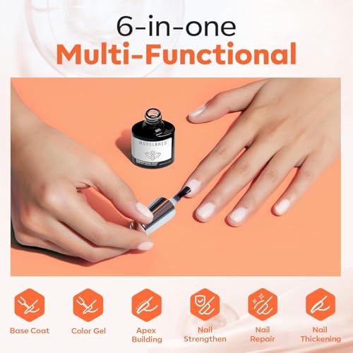modelones Milky White Builder Nail Gel Rubber Base Coat Sheer White - color: Rubber Base Coat Milky White