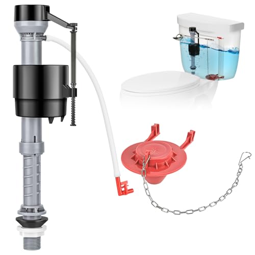 Universal Toilet Repair Kit for Inside Tank – Includes Adjustable Fill Valve & 2-Inch Flapper, Quiet & Easy Installation (Red, 1-Pack) - color: Red