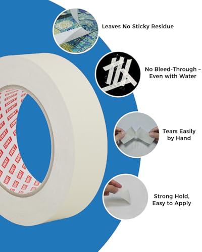 SWRT Masking Tape, 2 Inch Wide × 55 Yds, 4 Rolls, White Painters Tape - size: 4-PACK