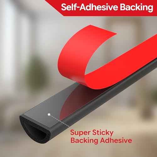 26 Feet Weather Stripping Door Seal Self Adhesive EPDM Foam Rubber Seal Strip D-Shaped Door Weather Stripping for Door and Window, RV, Boat, Auto, Truck, Marine, W:0.75"; H:0.375"