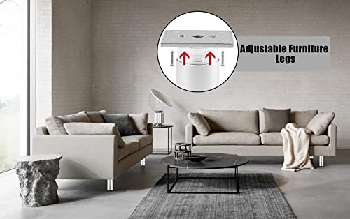 4-Pack Adjustable Aluminum Alloy Furniture Legs 4" Height Silver - color: Silver, size: 4 Inch