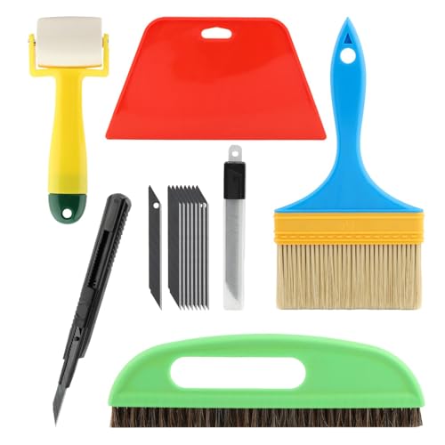 15Pcs Wallpaper Smoothing Tool Kit,Wallpaper Tools Kits,Smoother Tools | Wallpaper Smoothing Brush,Seam Roller,Paste Brush,For Applying Peel and Stick Wallpaper,Vinyl Backsplash Tile,Wallcovering