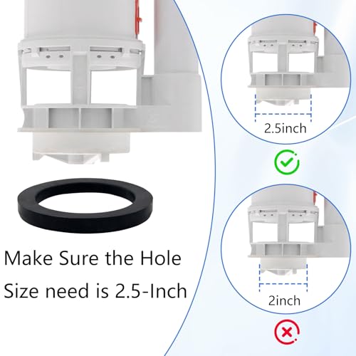 T Tulead Toilet Flush Valve 2.5", Fill Valve 1/2", Push Button 2.24" Dia - size: Small