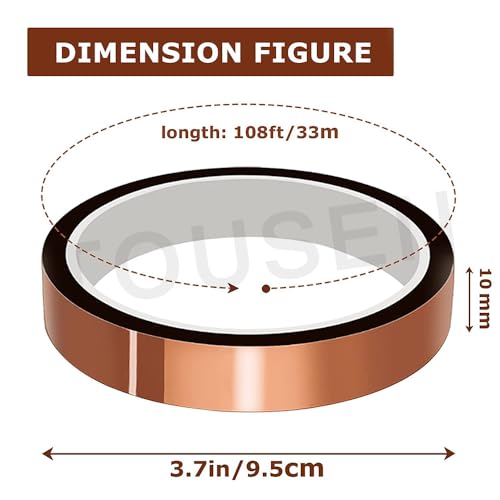 Polyimide Tape – High Temp Tape Polyimide Heat Resistant Tape Thermal Tape for Masking, Solder, 3D Printers, Battery SMT, Electronics & Industrial Use 20mm × 108FT× 1ROLL - size: 0.05 × 20mm × 108FT