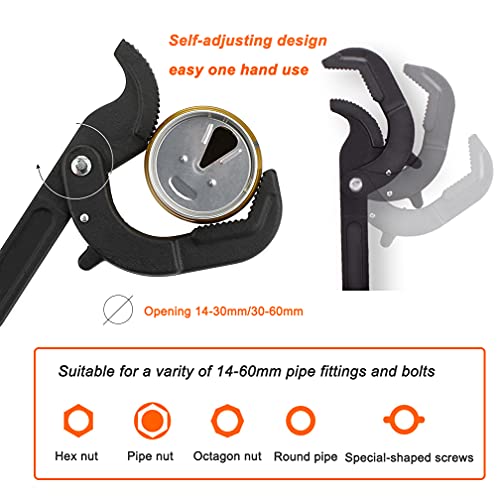 Multi-function Magic Wrench Universal Adjustable Wrenches 1045 Steel, Pipe Wrench Set 10.5 and 15-Inch,2-Piece