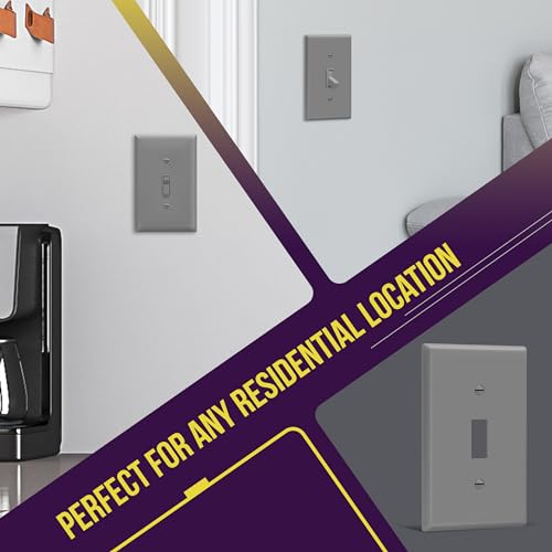 ENERLITES Mid-Size Toggle Light Switch Wall Plate Cover, 1 Pack, Gray - color: Gray, size: Mid-Size