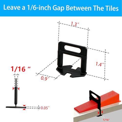 2000 Pcs Tile Leveling System Base Refill Pack, 1/16‘’ Tile Spacer, Suitable for Most Tile Grouting Applications, Easy to Install and Remove - color: 2000 Pcs, size: 1/16"