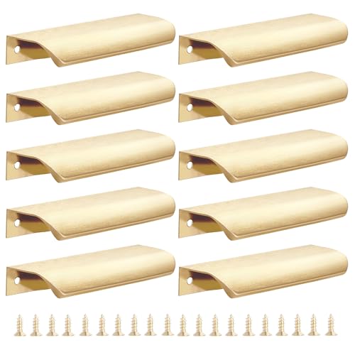 Malimali 10 Pack 4.72" Gold Edge Finger Pulls for Cabinets, Drawer Handles - color: Brushed Gold, size: 120mm/4.72" (10Pcs)