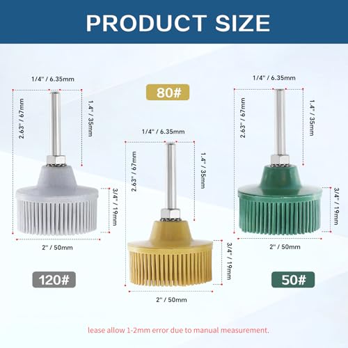 3Pcs Bristle Disc 2 Inch Gasket Remover Wheel Tool Attachments