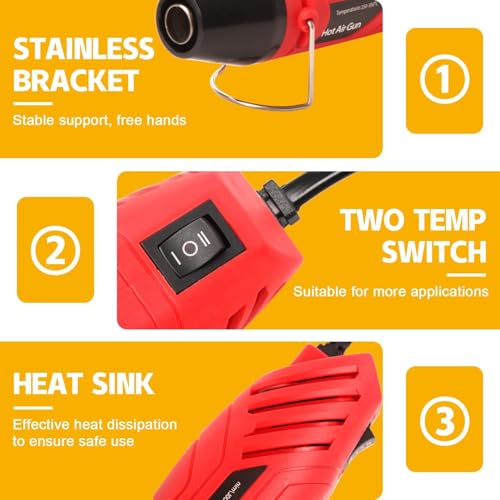 LDK Heat Gun for Crafting, Mini Dual Temp Hot Air Gun Tool - color: Red