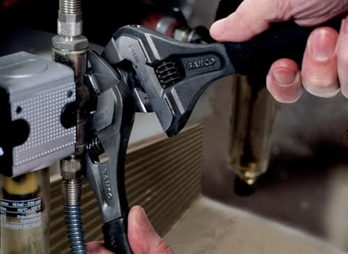 Bahco BAH9029RTUS Ergo Big-Mouth Adjustable Wrench Thin Jaw Wide Mouth with Rubber Handle - 6 Inch - Black Phosphate Finish - size: 6 inches, style: Black Phosphate Finish - Thin Jaw