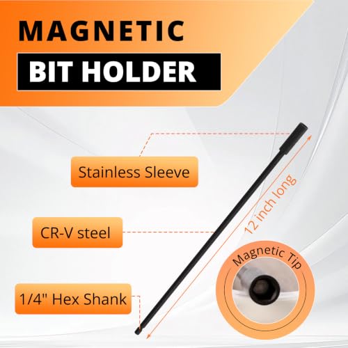 8Pcs Magnetic Bit Holder Extension Set (12", 6", 2.5")