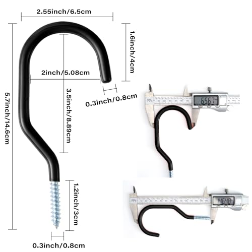 Sinoer 8 Pack Black Wall & Ceiling Mount Garage Bike Storage Hooks