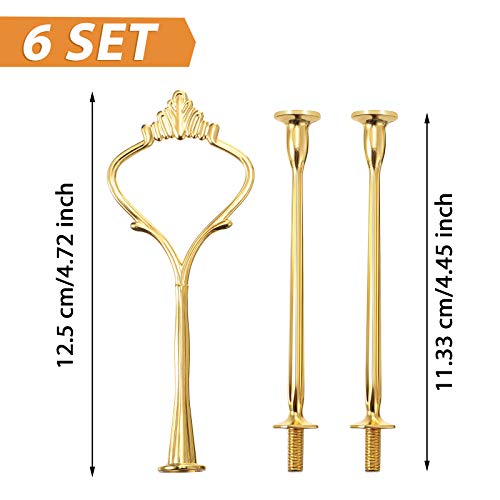 Patelai 6 Sets 3 Tier Cake Stand Hardware Tiered Tray Plate Hardware Kit Heavy Metal Cake Fruit Food Plate Stand Fitting Stacking Kit for Serving Dessert Cupcake Dish Food (Simple,Gold) - color: Gold, size: Simple