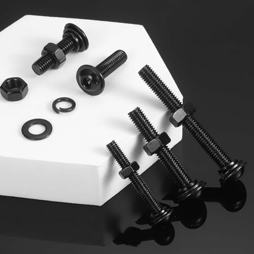 M METERXITY 10 Set M8 x 30mm Flanged Button Head Socket Cap Screws, Black 304 Stainless Steel 18-8 Hex Socket Head Screws Bolts, Nuts, Flat & Lock Washers for DIY, Furniture, Automotive - size: M8 x 30mm