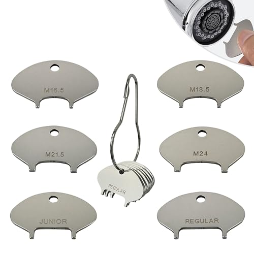Upgraded 304 Stainless Steel Faucet Aerator Key –Universal Fit for 6 Sizes (M16.5, M18.5, M21.5, M24, Junior, Regular) Plug-in Aerators– Faucet Accessories