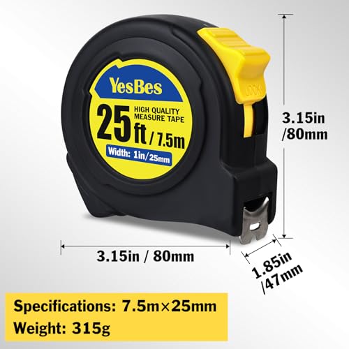 Tape Measure 25 ft, 6 Pack Bulk Easy Read Measuring Tape Retractable, Measurement Tape 25 FT by 1 in