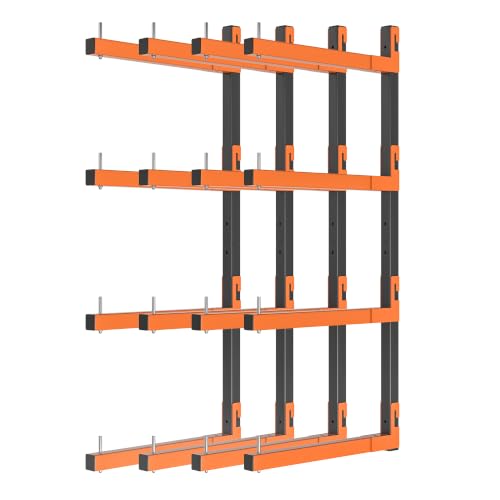 Lumber Storage Rack Wall Mount, Metal 8-Level Wood Storage Rack - size: B-4 Pack