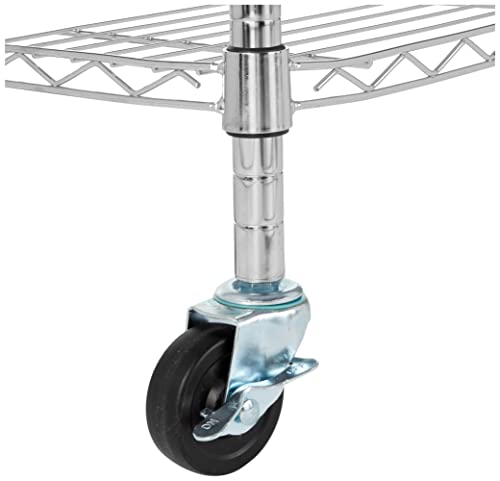 Amazon Basics 4-Shelf Adjustable Heavy Duty Storage Shelving Unit with Wheels, No-Tool Easy Assembly, Garage Shelving, Metal Wire Rack with Casters and Leveling Feet, 36" x 14" x 57.8", Chrome - color: Chrome, size: 36" L x 14" W x 57.75" H, style: 4 -She