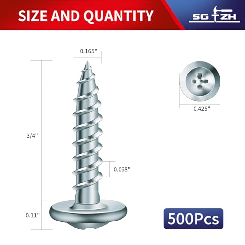 #8 x 3/4" Wood Screw 500Pcs Alloy Steel Standard Thread Truss Head Fast Self Tapping by SG TZH - color: Silver - Alloy Steel, size: #8 x 3/4"