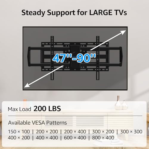 MOUNTUP Heavy Duty Full Motion TV Wall Mount for 47-90 inch Large TVs - size: Fit Most 47"-90" TVs