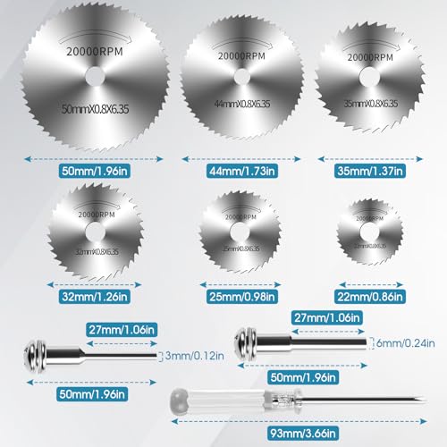 9Pcs 1/4" Hex Shank Rotary Saw Blades Cutting Wheel Set - color: silver