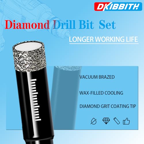5-Pack 3/16" Dry Diamond Drill Bits Set, 5mm Tile Drill bits for Ceramic Porcelain Marble Granite Tile Stone Glass Brick, Integrated Coolant for Fast Dry Drilling, Round Shank, with Storage Case - size: 5 Pcs 3/16“ Diamond Bits