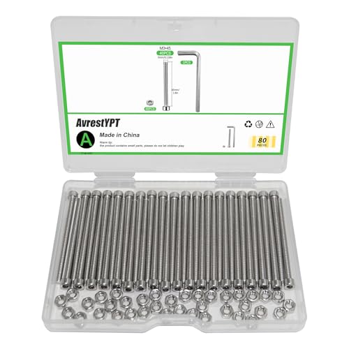 80 Pcs M3 x 45mm Socket Head Cap Screws Metric, Allen Socket Drive, 304 Stainless Steel, Full Thread, Bright Finish, Machine Thread - size: M3 x 45-80Pcs