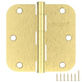 30 Pack Brushed Gold Door Hinges 3.5 Inch, 5/8" Radius Rounded, Standard Residential for Doors,Sturdy Hinges - size: 30 Pack
