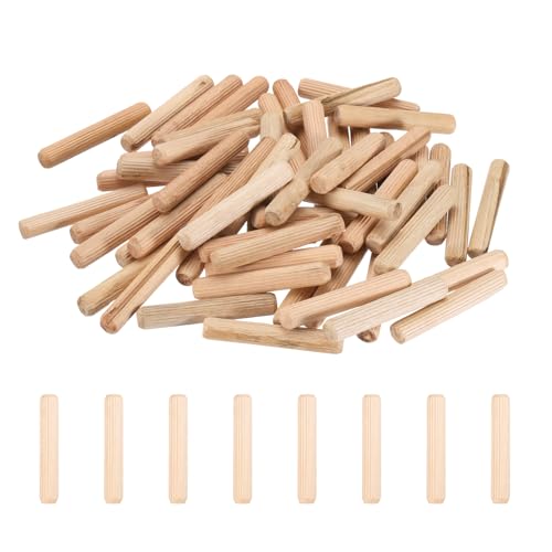 PATIKIL 95 Pcs Wood Dowel Pins 3/8" x 2 3/4" Fluted Wooden Dowels Hardwood Pegs for Woodworking Furniture DIY Crafts Projects Door Art - size: 3/8" x 2 3/4"