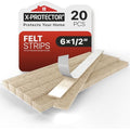 X-Protector Felt Furniture Pads - 20 PCS 6 x 1/2" - Premium Felt Strips - size: 6 x 1/2" 20 Beige, Strips