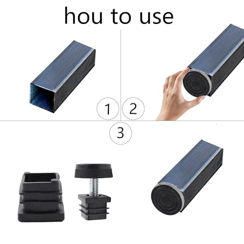 8Pcs Adjustable Leveling Feet 25 x 25mm Square Insert Kit Furniture Glide Leveler, Leveling Screw Leg for Cabinets Sofa Tables Chairs Raiser, Black - size: 25x25mm