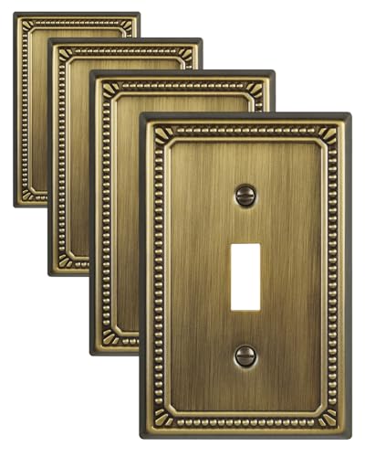 Switch Plates Outlet Covers, 4-Pack Antique Brass Metal Wall Plates - color: Antique Brass, size: 1 Toggle 4PK