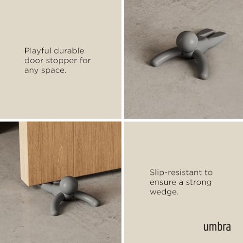 Umbra Buddy Door Stop, Heavy-Duty and Flexible, Soft-Touch Finish, Protects Your Floors, Grey, 2-Pack - size: 2 Pack, style: 2-Pack