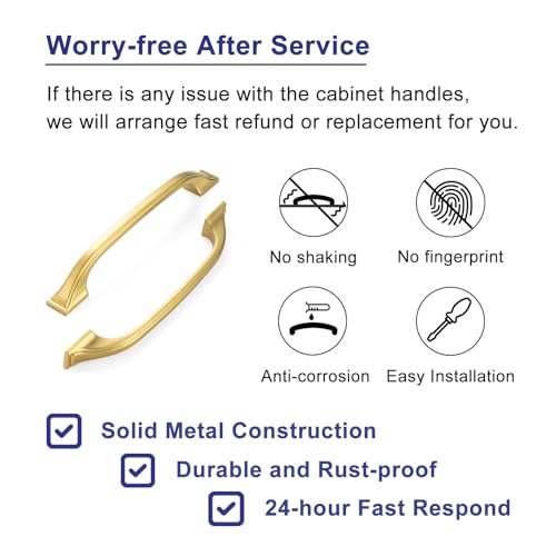 5 Inch Brushed Gold Cabinet Pulls Arch Drawer Handles 10 Pack P2409 - color: Brushed Gold, size: 5" Hole Centers-10 Pcs