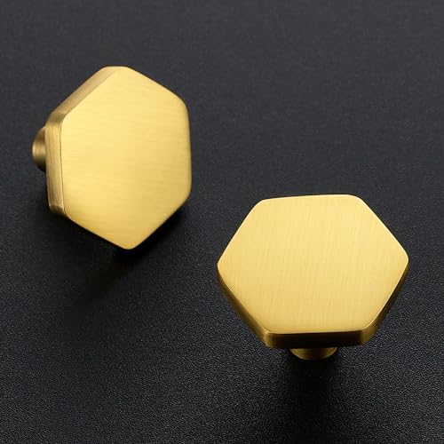 Ravinte Brushed Brass Solid Knobs Gold Kitchen Cabinet Pulls,5 Pack,Round-7 - style: Modern