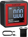 XUNTOP Small Digital Angle Finder with Bottom Strong Magnetic,4 * 90° Range | Angle Gauge with AV Display,Rechargeable Inclinometer Level Box for Woodworking,Table Saw,Knife Sharpening,Machinery Repair