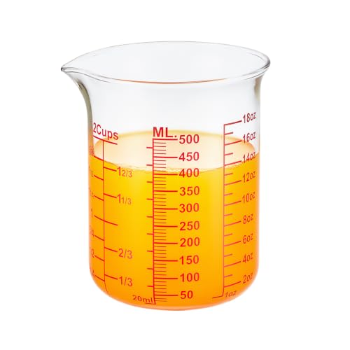 Ackers BORO3.3 Borosilicate Glass Measuring Cup, 500 ml (16 oz, 2 Cup) - size: 2Cup,500ML