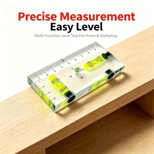 Transparent acrylic T-shaped integrated level with printed scale, high-precision bubble level, 95x51x13mm (Magnetic Green - Double Line) - color: Magnetic Green - Double Line