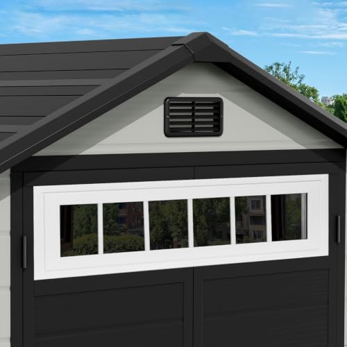 NeatiEase Vinyl Transom Window, 10" x 36" Fixed Glass Household Windows with Grids and Dual-pane Tempered Glass for House, Shed, Doors, Garage, Chicken Coop, Basement (White) - size: 10"x36"