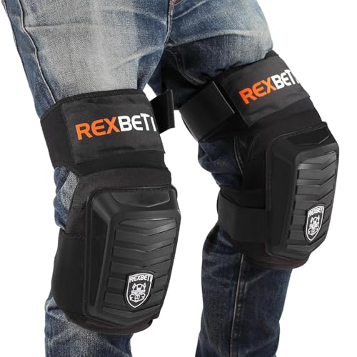 REXBETI Knee Pads for Men, Anti-slip Construction Gel Knee Pads for Work - color: Black&Black