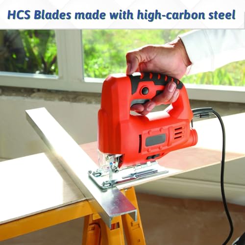 96 Pcs T Shank Jig Saw Blades Multi-Purpose Jigsaw Blade Kits Contractor Assorted HCS/HSS Replacement Set for Wood Plastic and Metal Cutting