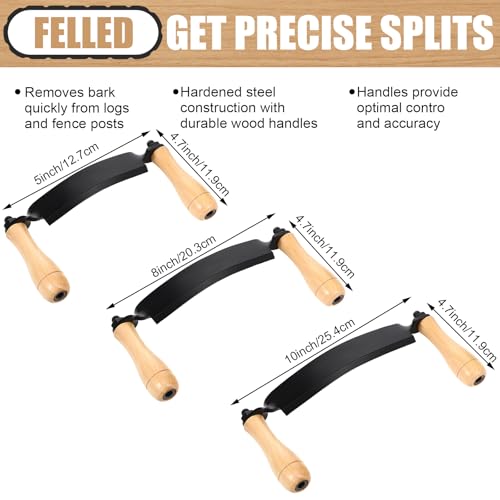 3 Pcs Curved Draw Shave Knife Set 5" 8" 10" Woodworking Debarking Hand Tool Wood Razor Shaving Wood Barking Tool for Men Tree Bending Broach Peeling Whittling Shaping Detailing Stripping - style: Curved