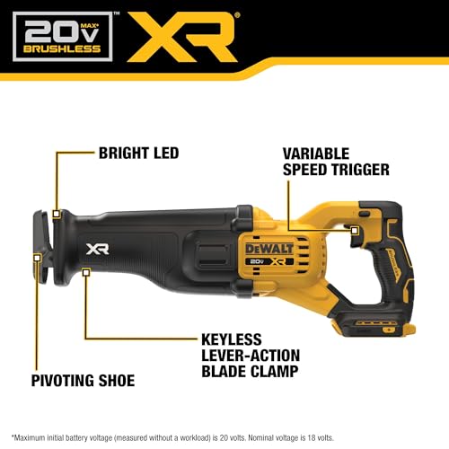 DEWALT 20V MAX* XR Brushless Cordless Reciprocating Saw (Tool Only) (DCS384B)