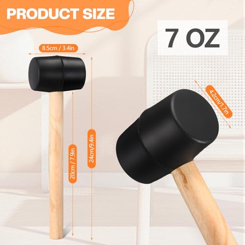12 Pcs 7 oz Rubber Mallet Hammer with Wooden Handle