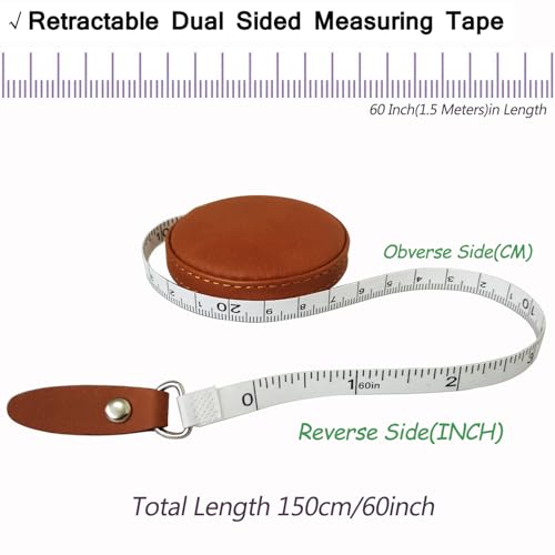 Tape Measure for Body Measuring Medical Body Cloth Tailor Craft Dieting Measuring Tape, 60 Inch/1.5 M Dual Sided Measuring Tape for Body Fabric Sewing（2 Pieces，Brown） - color: Brown 2 pack
