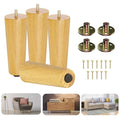 Yes4All 6 Inches Round Natural Solid Wood Furniture Legs Set of 4, Heavy Duty 800 Lbs Capacity Furniture Legs with Leveler, Replacement Legs for Furniture, Couch, Sofa, Dresser, Ottoman - color: Round Natural, size: 6 inch