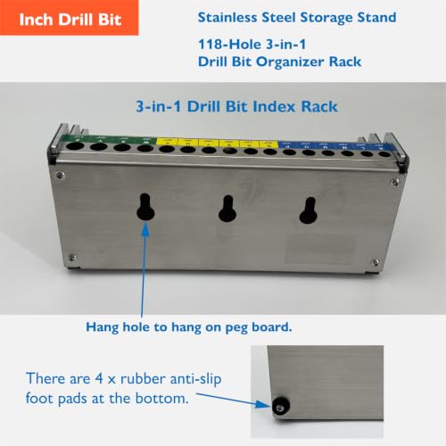 118-Hole 3-in-1 Drill Bit Index,Empty Drill Bit Organizer Holder/Case - style: 3-in-1 Drill Bit Index