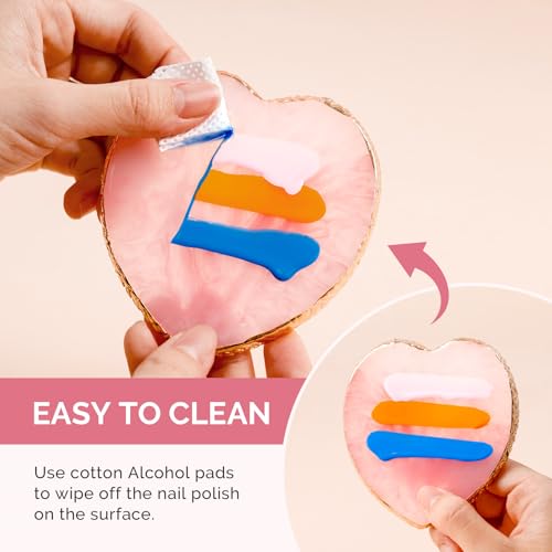 MelodySusie 1PC Heart Shape Resin Nail Art Palette, Professional Color Mixing Board for Gel Polish, Acrylics, Pigment Blending, Salon and DIY Makeup Artist Tool, Pink - color: Pink Heart Without Spatula