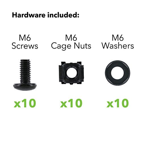 Navepoint M6 Cage Nuts and Screws for Rack Mount Server Shelves Cabinets Set of 10